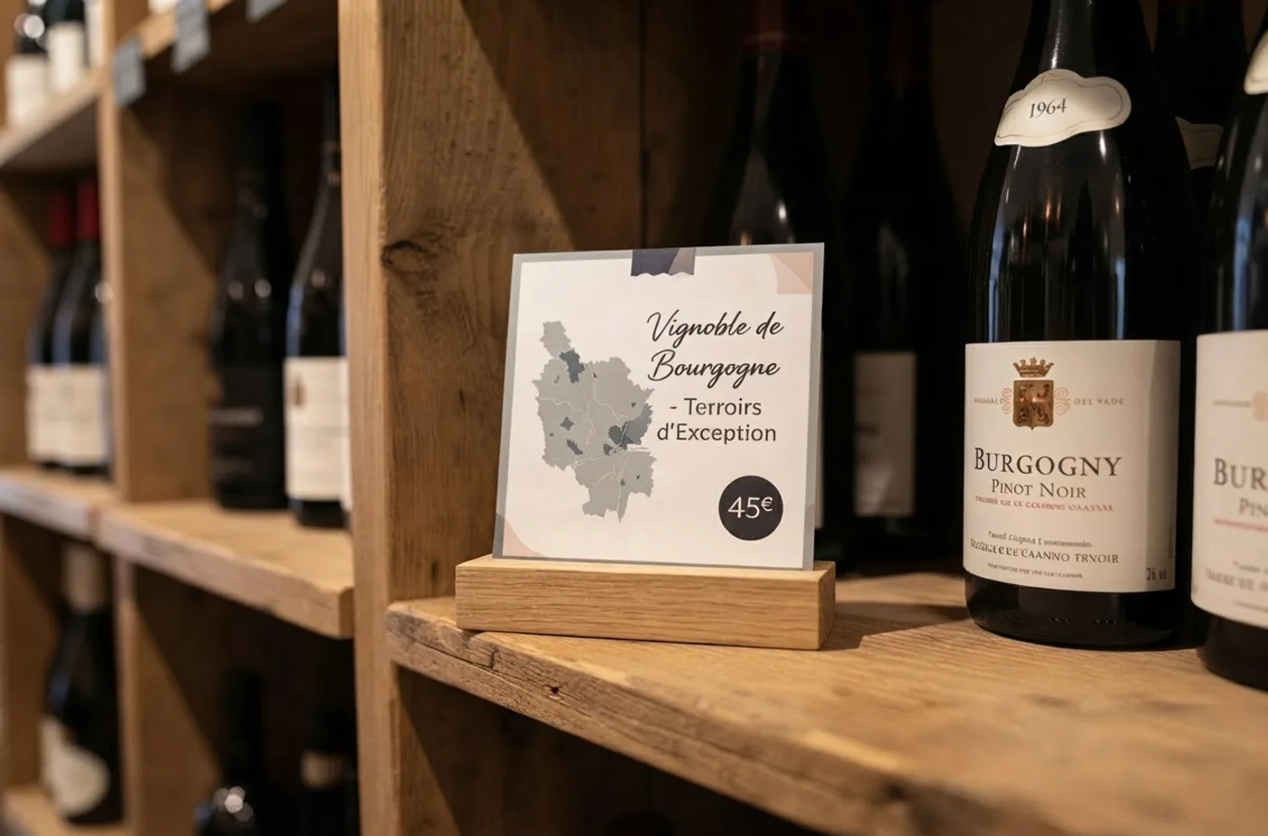 Socle en bois massif pour affichettes et tarifs de magasin | Porte-visuel PLV