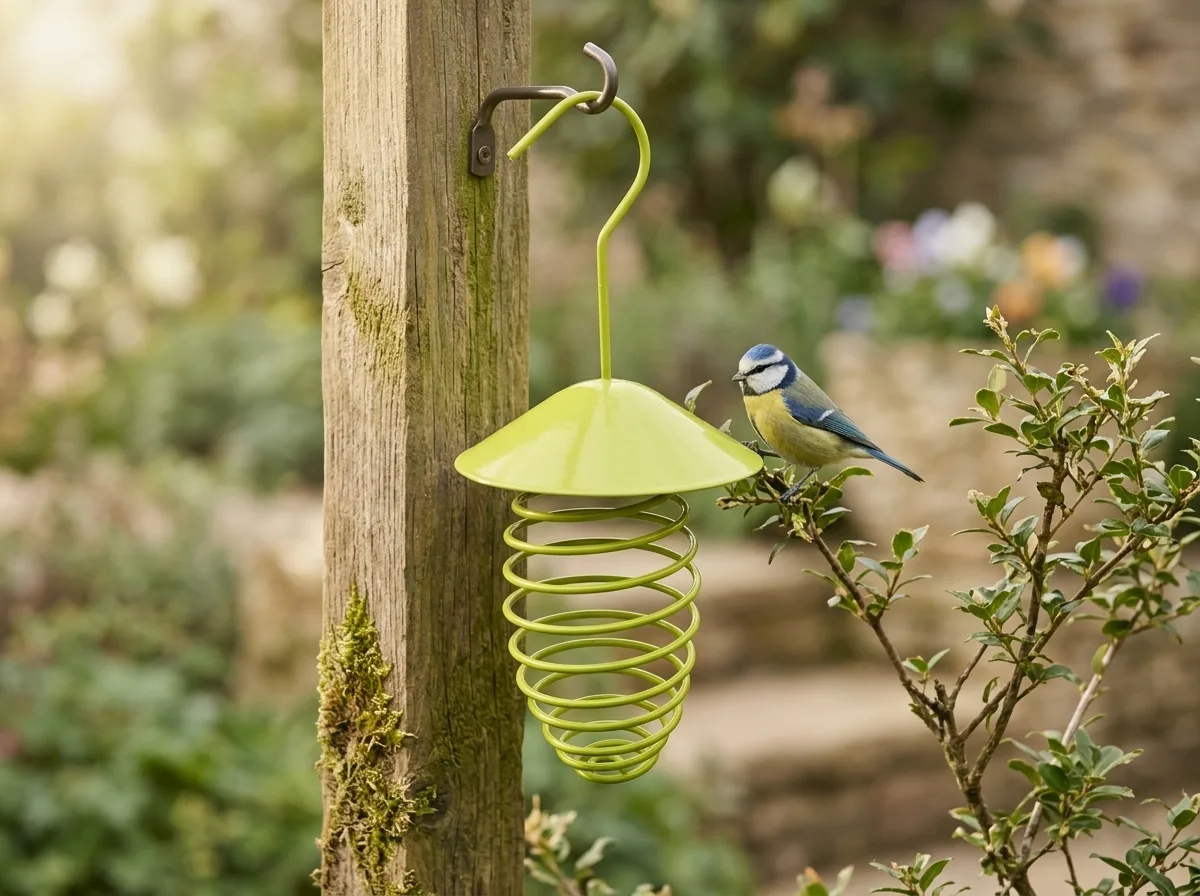 Spring fat ball feeder
